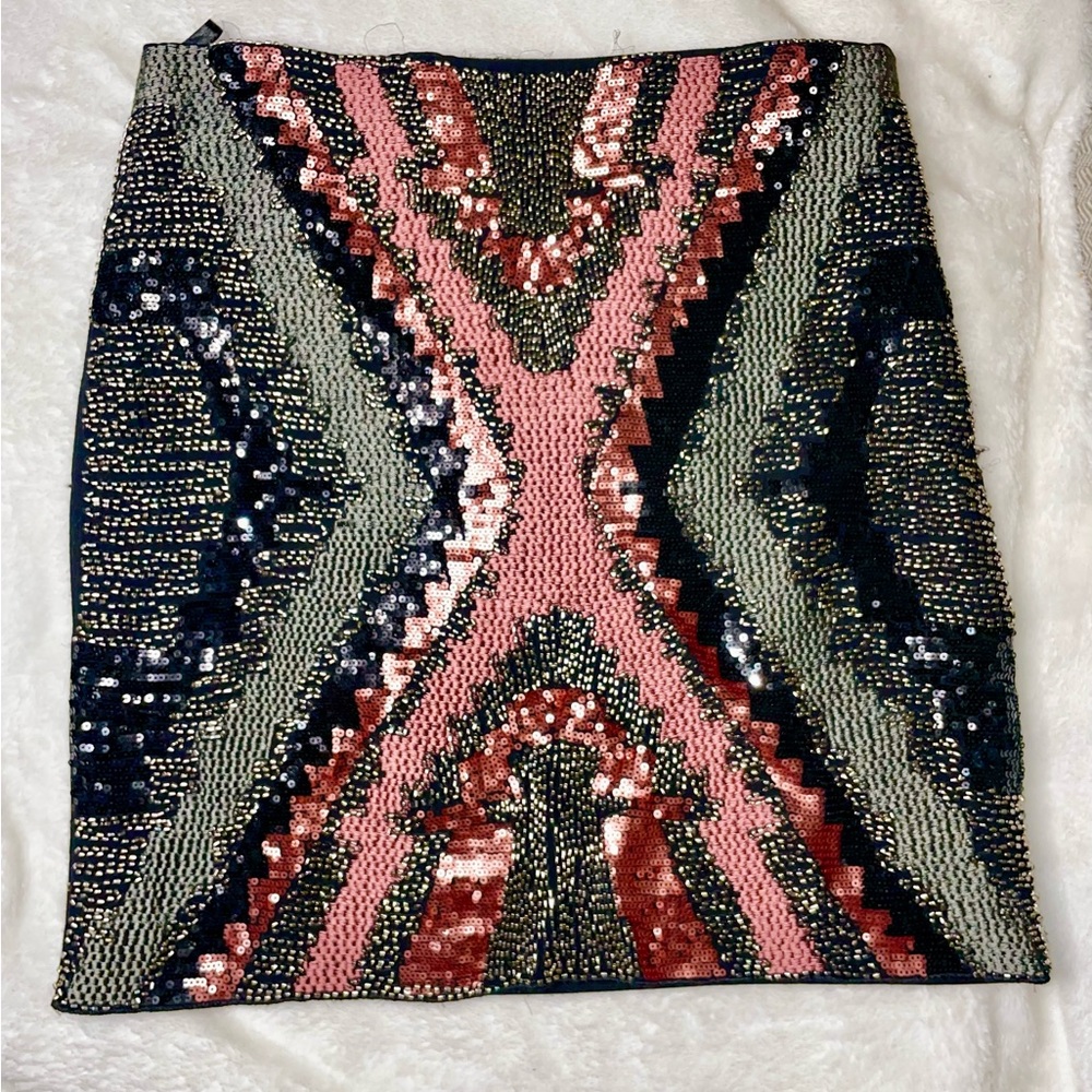 Anthropology Freeway Beaded Black Gray Burgundy Mini Skirt Size Small New W/Tags